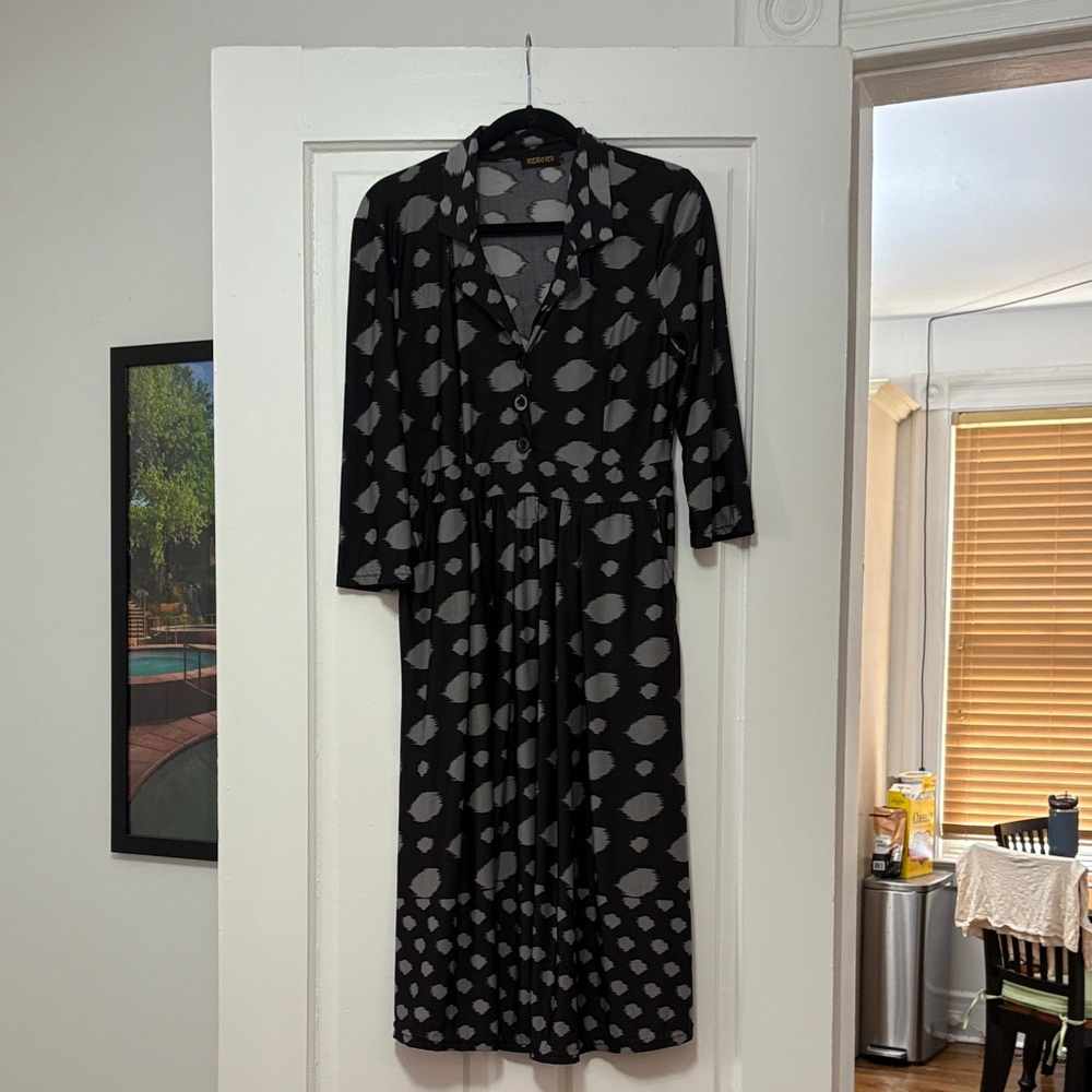 Reborn Black and Gray Long Sleeve Dress